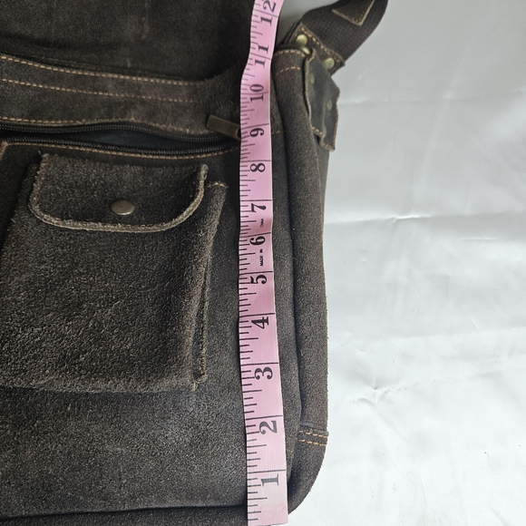 David King Distressed Leather Large Full Flap Messenger Bag Mailbag 16×11 Brown - Picture 13 of 14